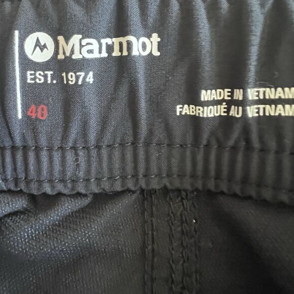Marmot Pants Mens Sz 40 Hiking Outdoor  Black Belted Nylon Camping Zip Pockets - Picture 7 of 13